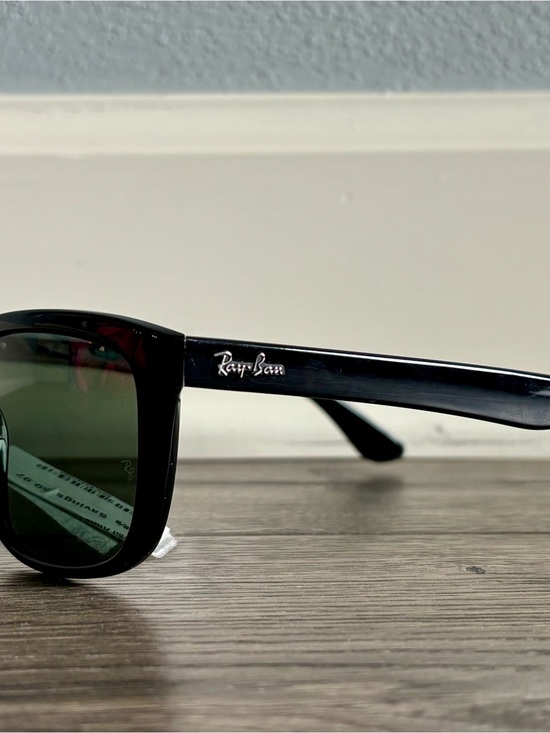 Classic Black Frame RayBan Sunglasses with Green Lenses main image 5